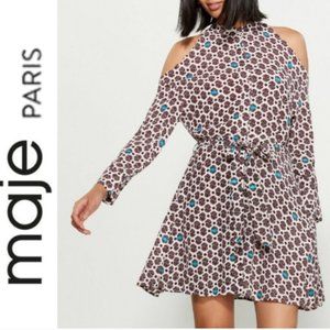 NWT Maje Open Shoulder Print Dress